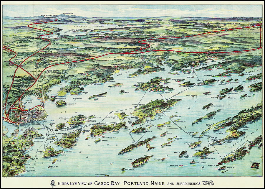 Casco Bay Portland Maine Vintage Map 1906 Photograph by Carol Japp