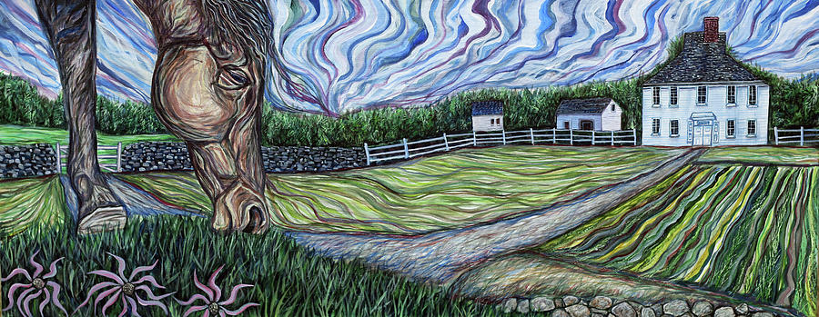 Landscape Painting - Casey Farm w Horse by Matthew Stuart