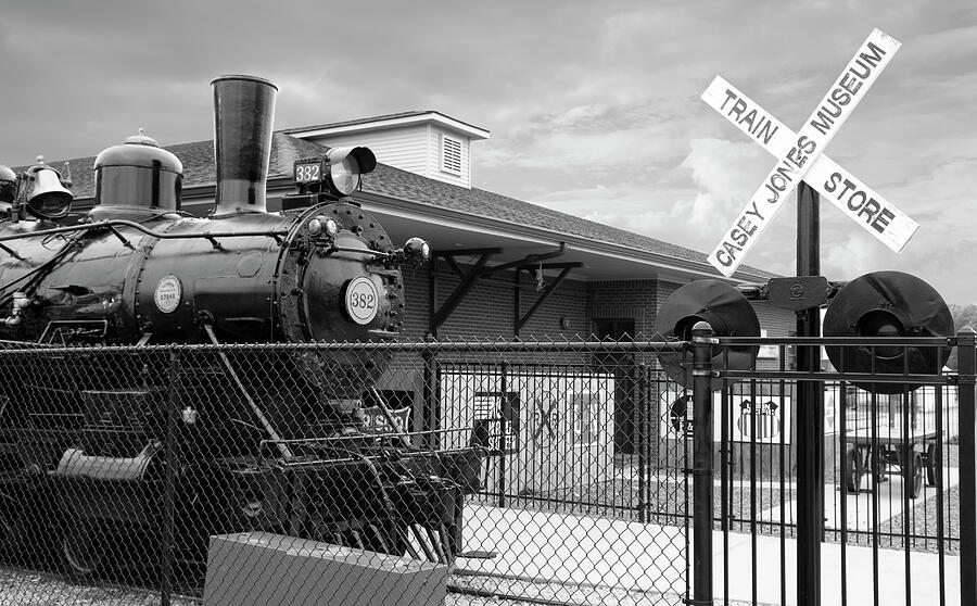 Casey Jones Railroad Museum Jackson, Tennessee 2 BW Photograph by Bob Pardue