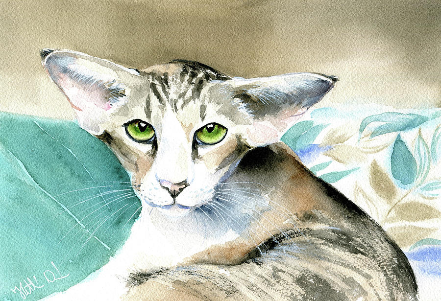 Casey Oriental Cat Painting  Painting by Dora Hathazi Mendes
