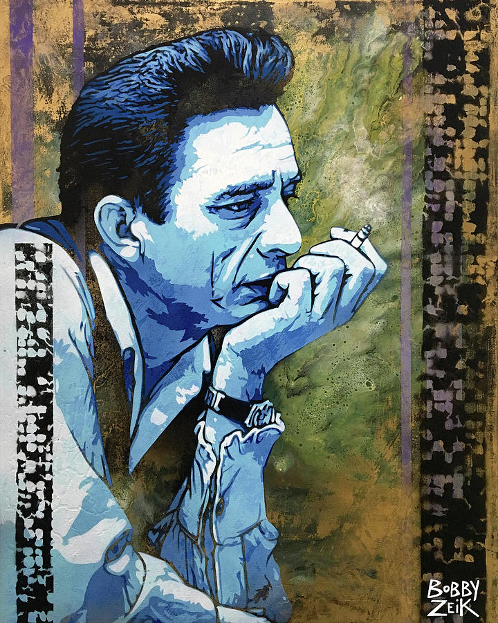 Johnny Cash Painting - Cash Only LE by Bobby Zeik