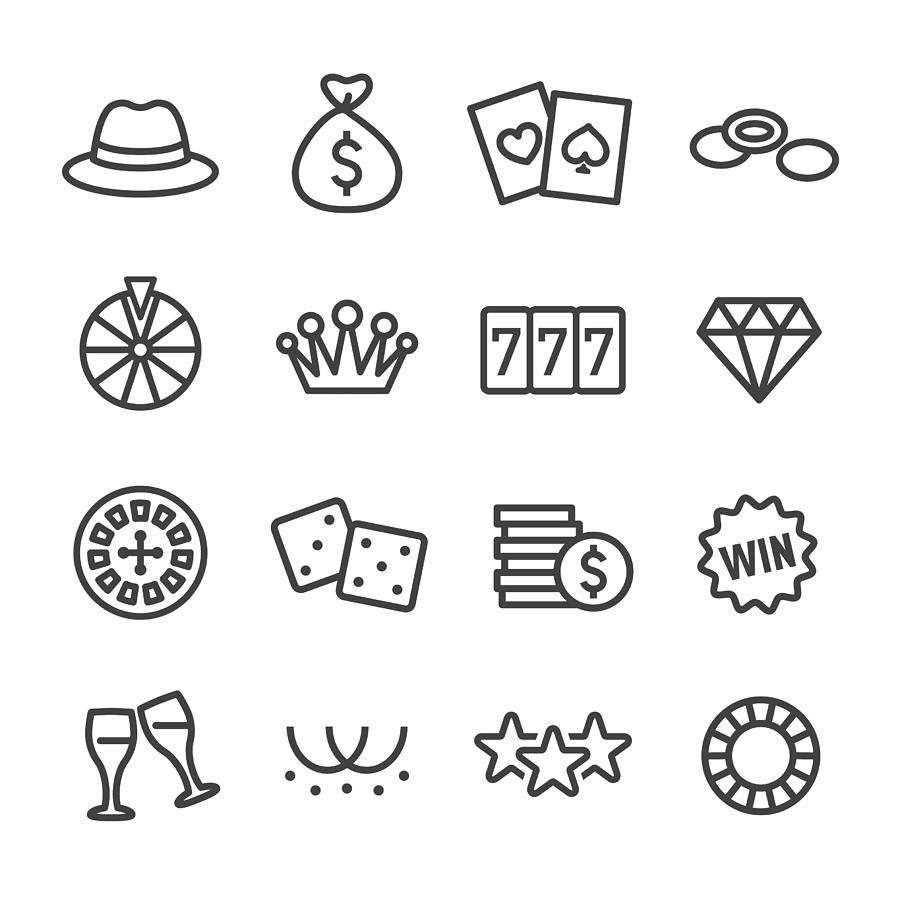 Casino Icons - Line Series Drawing by -victor-