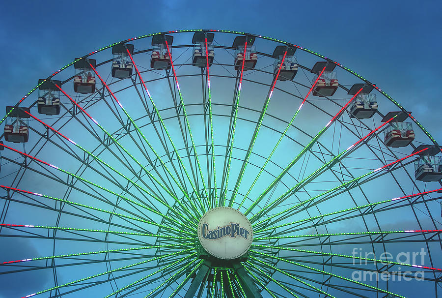 Casino Pier Ferris Wheel - On Blue Sky Photograph by Colleen Kammerer
