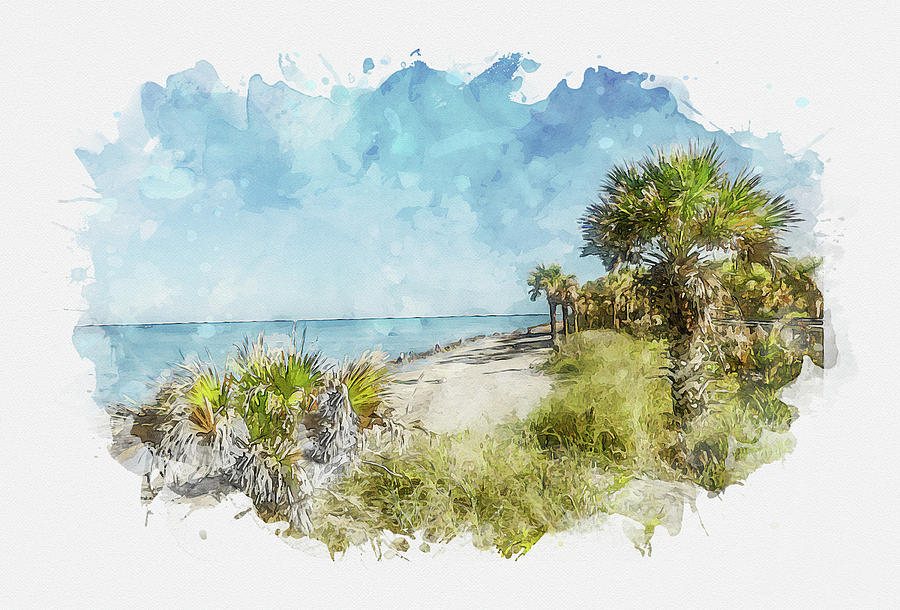 Caspersen Beach - Watercolor Photograph by Gordon Ripley