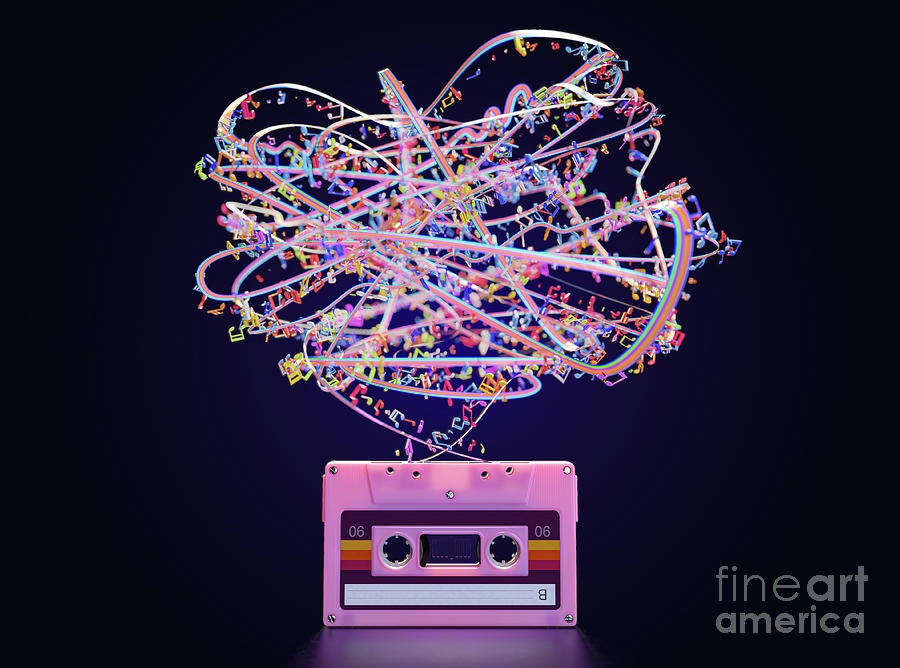 Music Digital Art - Cassette Tape Unwinding Colors by Allan Swart