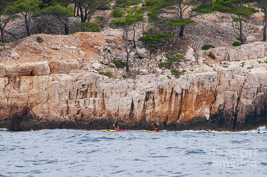 Cassis Calanques Kayakers  Photograph by Bob Phillips