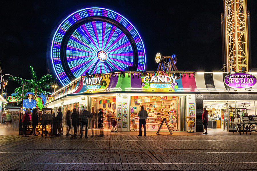 Castaway Cove Ferris Wheel at Night Photograph by Kristia Adams