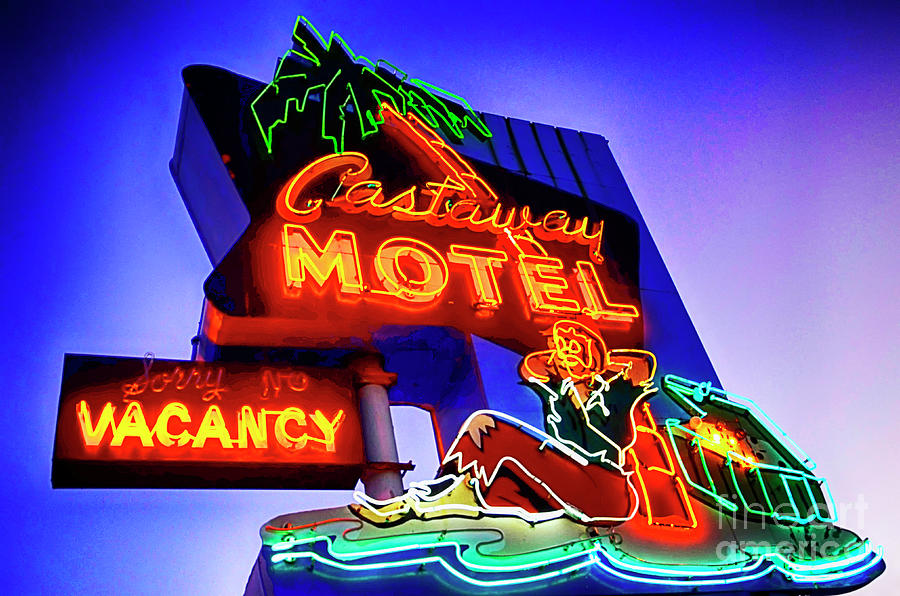 Castaway Motel Neon Sign Photograph by Bob Christopher