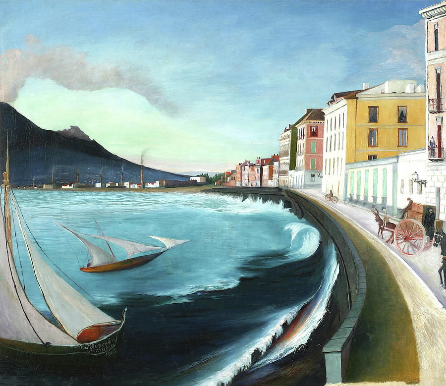 Castellammare di Stabia, Italian harbour by Csontvary Kosztka Tivadar - Hungarian painters Painting by Csontvary Kosztka Tivadar