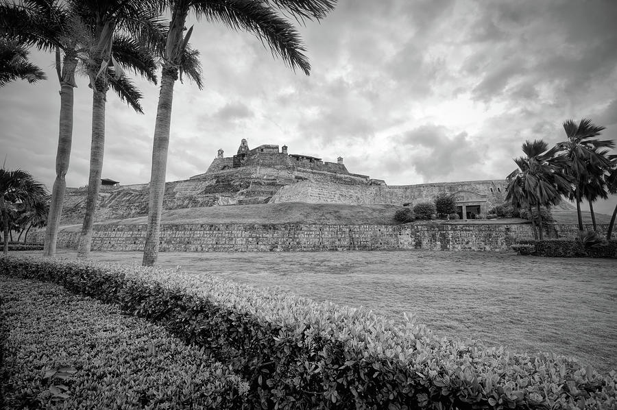 Castillo San Felipe Cartagena in Black and White Photograph by Bill Swartwout