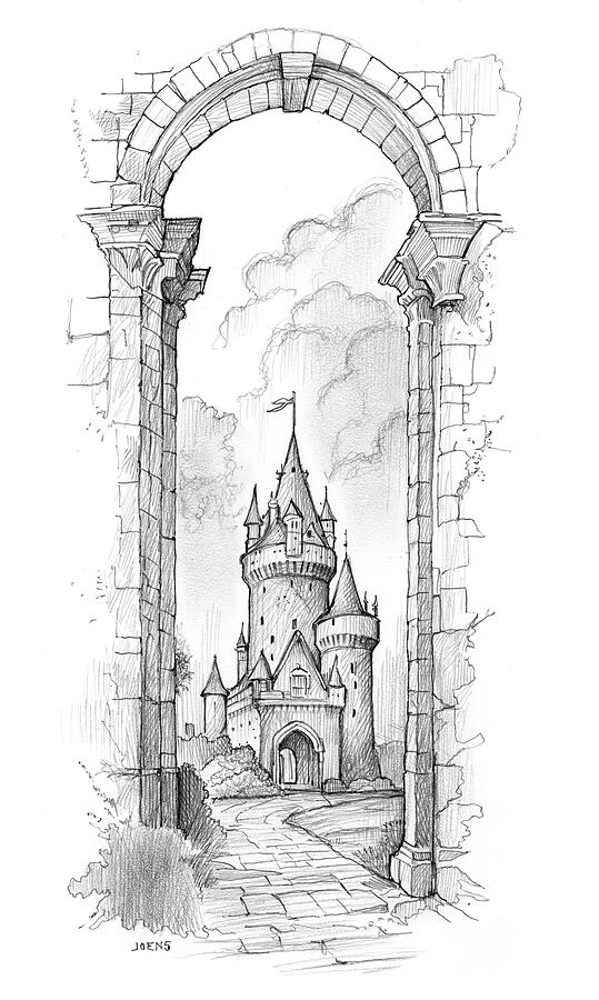 Fantasy Drawing - Castle 25FEB25 by Greg Joens Fantasy Drawing - Castle 25FEB25 by Greg Joens