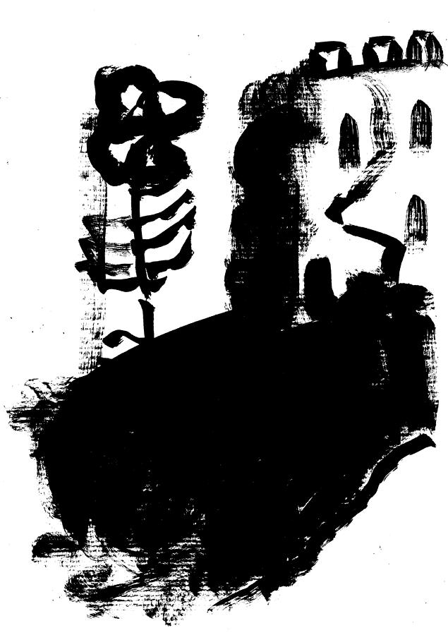 Castle and flower Drawing by Edgeworth Johnstone