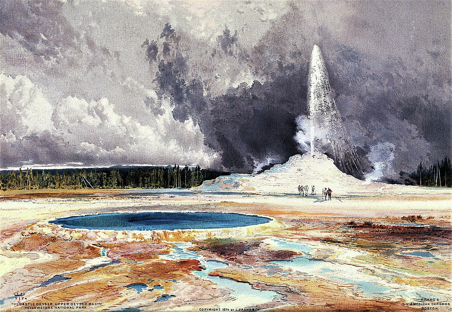 Yellowstone National Park Painting - Castle Geyser, Yellowstone National Park - Digital Remastered Edition by Thomas Moran
