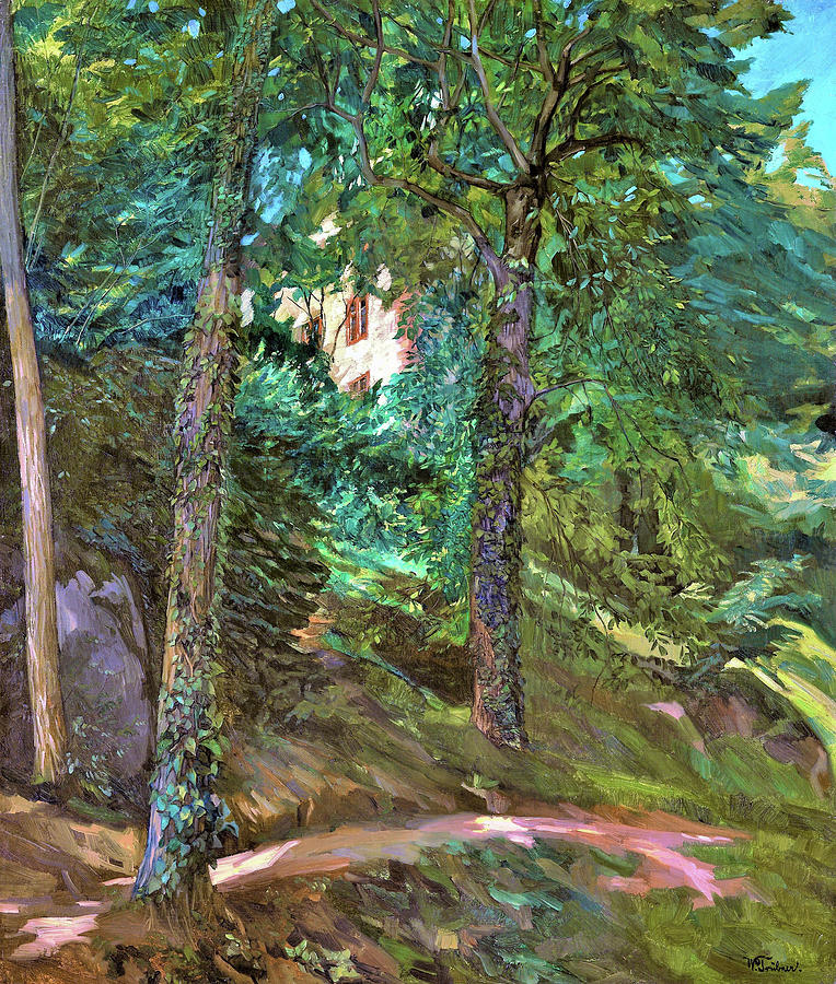 Summer Painting - Castle Grounds in Lichtenberg in Odenwald - Digital Remastered Edition by Wilhelm Trubner