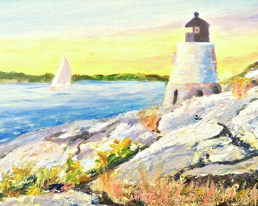Castle Hill Light House Newport RI Painting by Patty Kay Hall