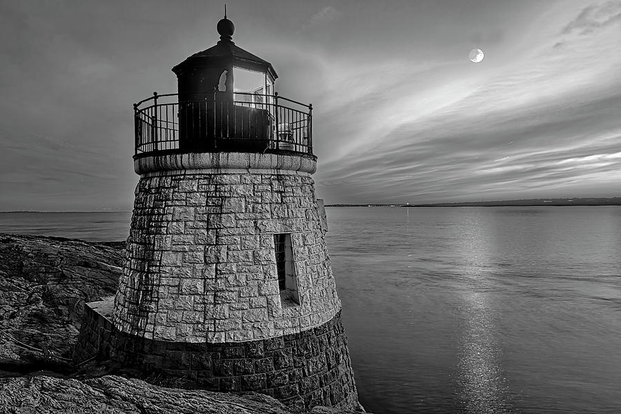 Castle Hill Light RI BW Photograph by Susan Candelario
