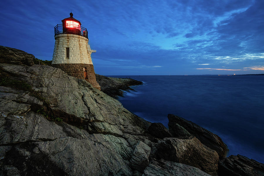 Castle Hill Lighthouse at Blue Hour, Newport, Rhode Island Photograph by Dawna Moore Photography