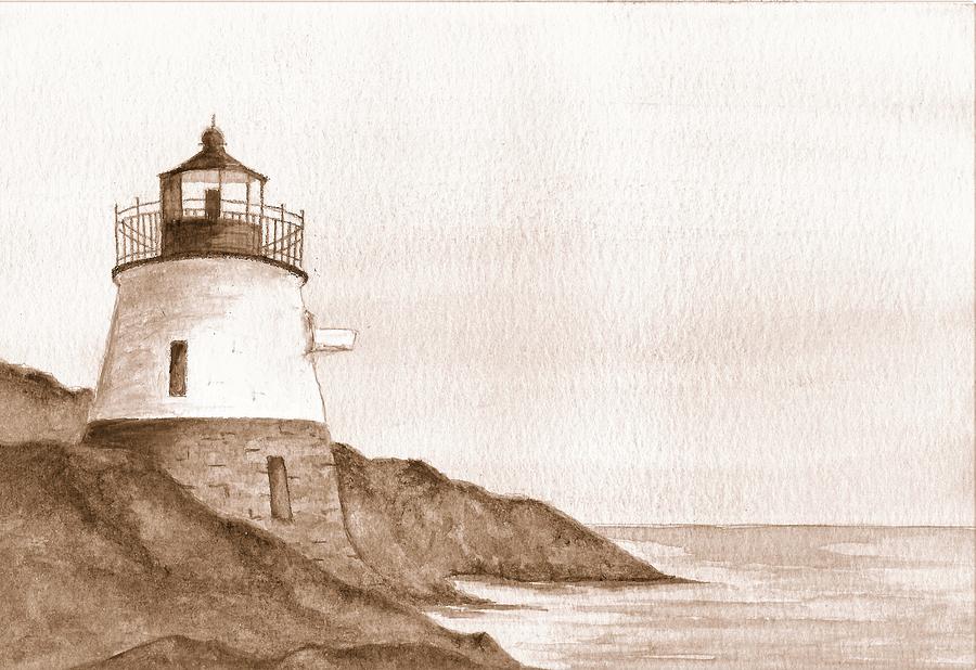 Castle Hill Lighthouse - Browntone Painting