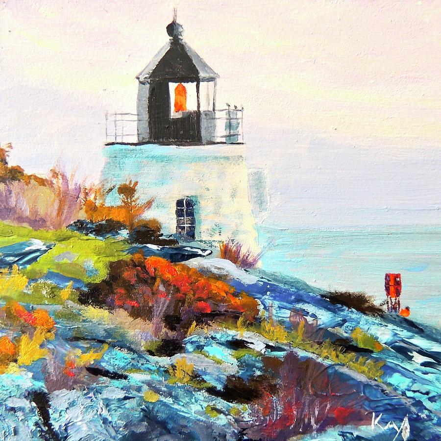 Lighthouse Painting - Castle Hill Lighthouse Newport RI by Patty Kay Hall