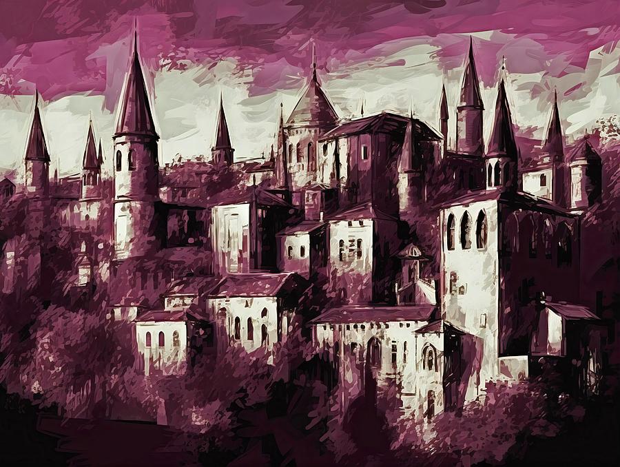 Drunk Knight Castle in Purple Digital Art by Caito Junqueira