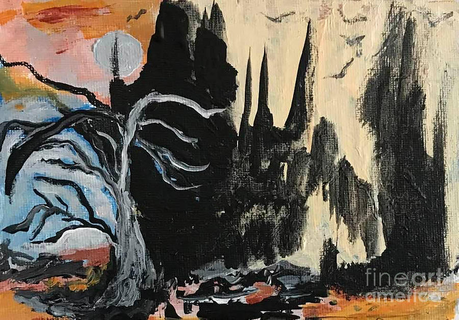 Castle in the Distance Painting by Sandy DeLuca