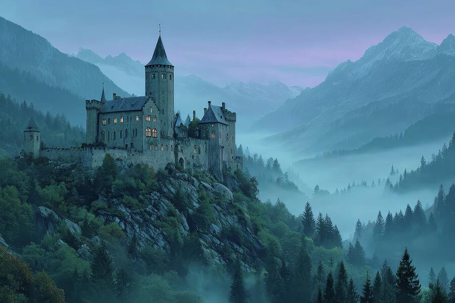 Castle in the Mist - Enchanted Mountain Fortress Digital Art by Matthias Hauser Castle in the Mist - Enchanted Mountain Fortress Digital Art by Matthias Hauser