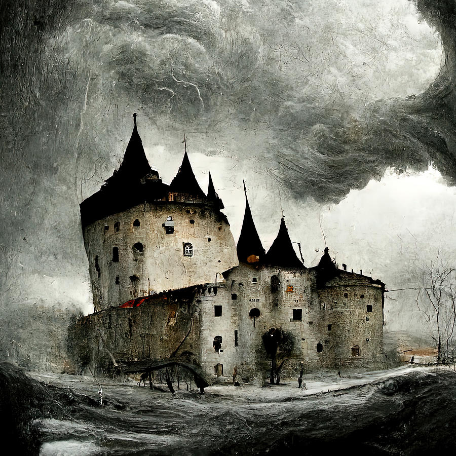 Castle in the Storm, 01 Painting by AM FineArtPrints