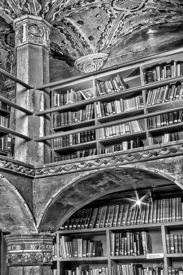 Castle Library Room BW Photograph by Susan Candelario