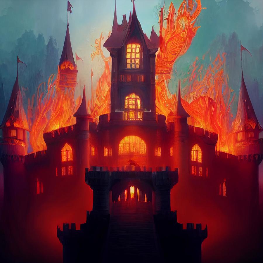 Castle on Fire Digital Art by Claudia Machado - Pixels