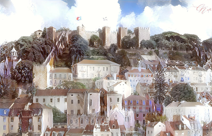 Castle on the hill Mixed Media by Frederick Cook