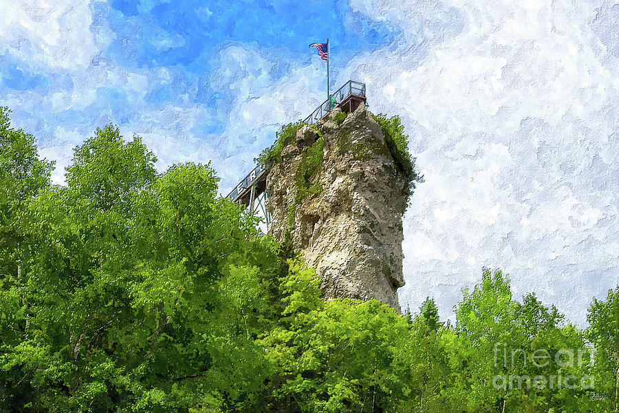 Castle Rock Michigan Painterly Digital Art by Jennifer White