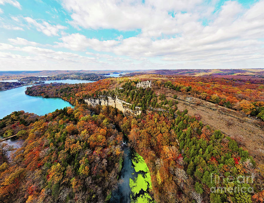 Castle Ruins on Top of the Hill - Ha Ha Tonka State Park Panorama Photograph by Scott Pellegrin