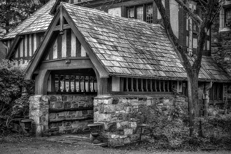 Castle Side Entrance BW Photograph by Susan Candelario