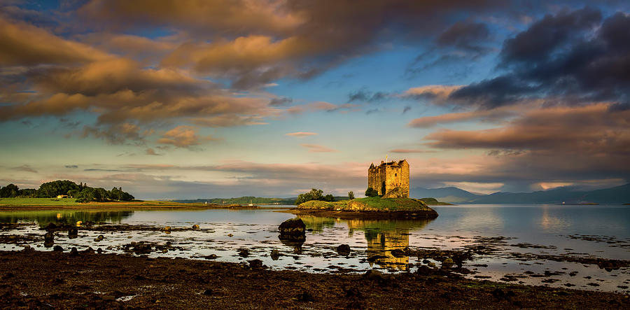 Castle Stalker on island at sunrise, Highlands, Scotland, UK Photograph by Panoramic Images