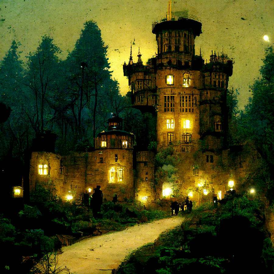 castle  steampunk  trimming  night  forest  Xavier  school  for  06b43869  f836  4a49  868d  ba535c3 Painting