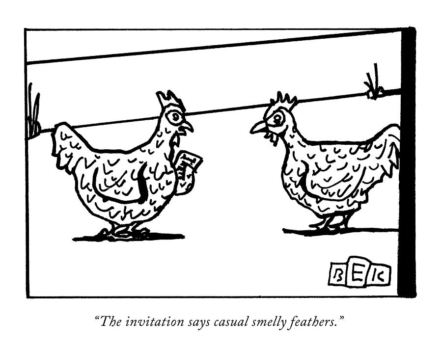 Casual Smelly Feathers Drawing by Bruce Eric Kaplan