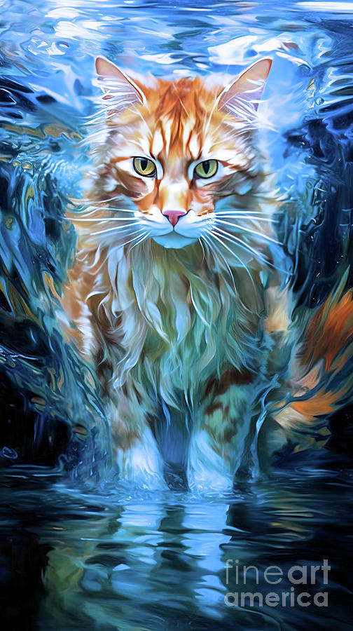 Cat 1 Splashart  Digital Art by Elaine Manley