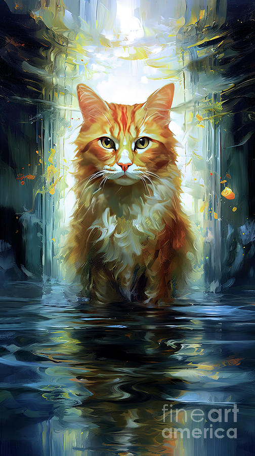 Cat 2 Splash art  Digital Art by Elaine Manley