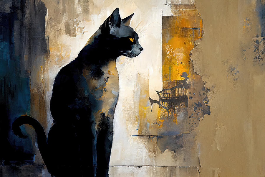 Cat Abstract - Ferro Digital Art by Lisa S Baker