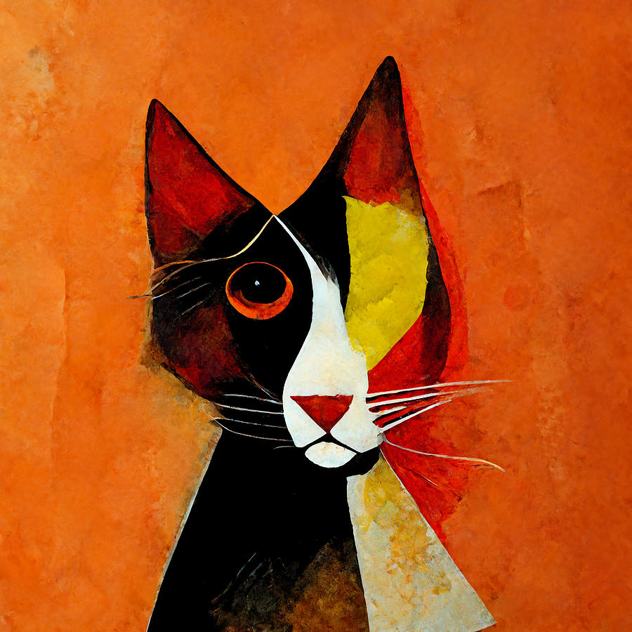 Abstract Digital Art - Cat Abstract - Milton by Lisa S Baker