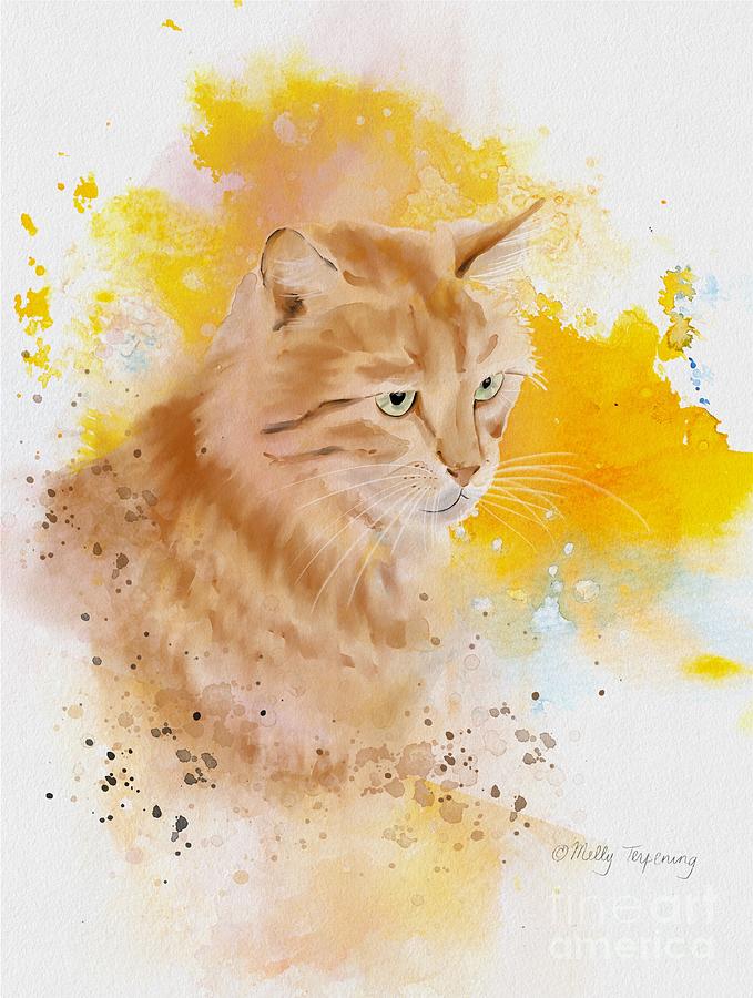 Christmas Painting - Cat Abstract Portrait  by Melly Terpening