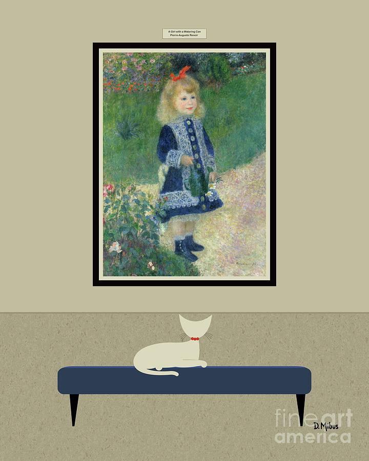Cat Admires Renoir Painting Digital Art by Donna Mibus