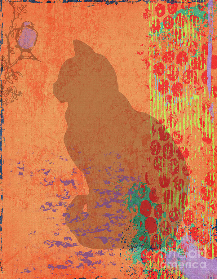 Cat And Bird Abstract Mixed Media by PurrVeyor Com Cat And Bird Abstract Mixed Media by PurrVeyor Com
