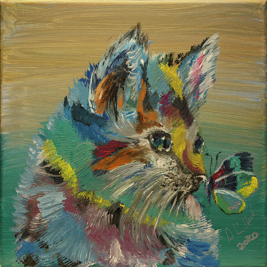 Cat And Butterfly Painting