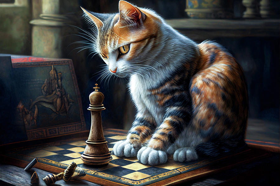 Cat And Chess Digital Art