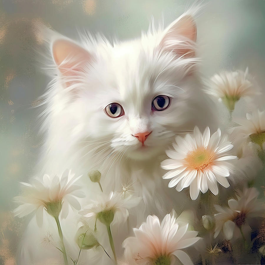 Cat And Daisies Photograph by Athena Mckinzie