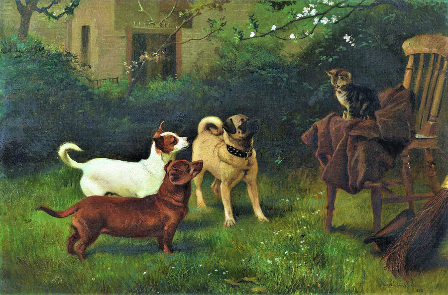 Animal Painting - Cat and Dogs belonging to Queen Victoria - Digital Remastered Edition by Charles Burton Barber