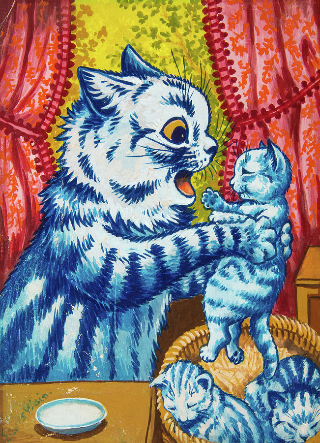 Cat And Her Kittens 1925 1939 Painting By Louis Wain