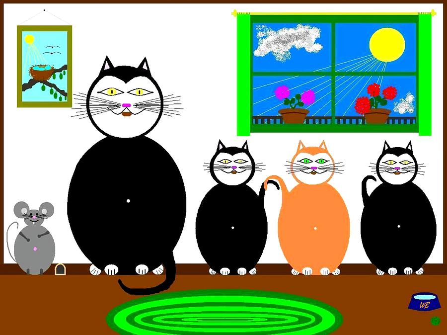 Cat And Mouse Family Digital Art