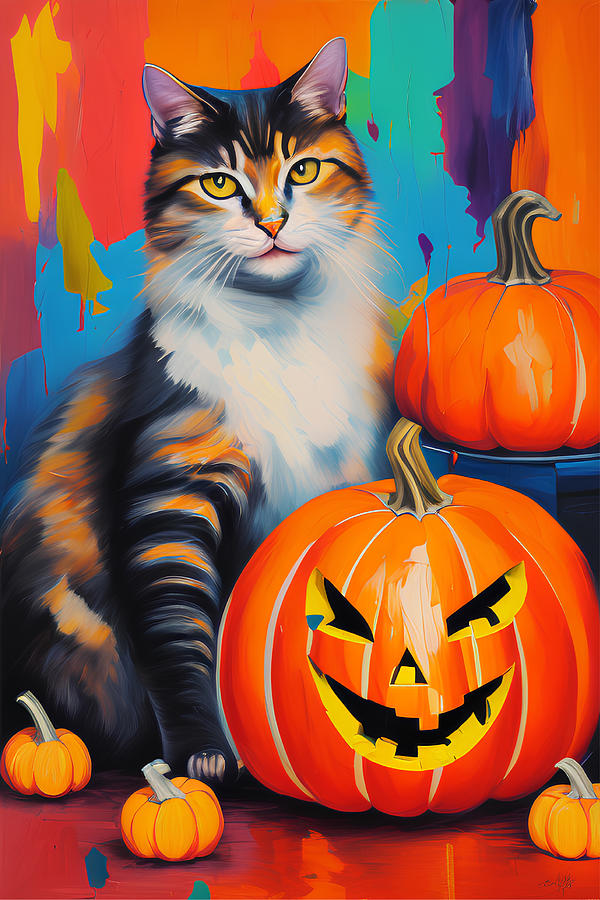 Cat and Pumpkin Digital Art by Sachithra Munasinghe - Fine Art America